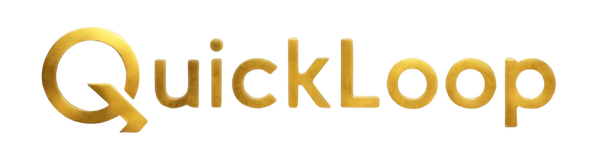 Gold 'QuickLoop' logo on a white background